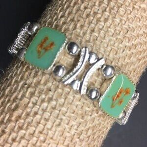 Flower Stretch Bracelet Jade Green Silver Orange Retro Boho Soft Girl Cottage